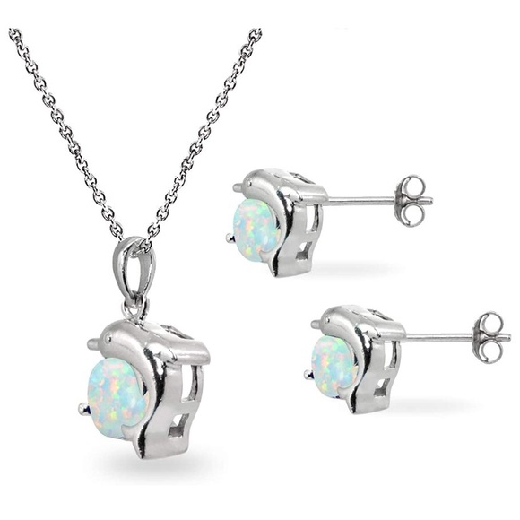 Dolphin Gemstones Sterling Silver Set - Picture 4 of 9